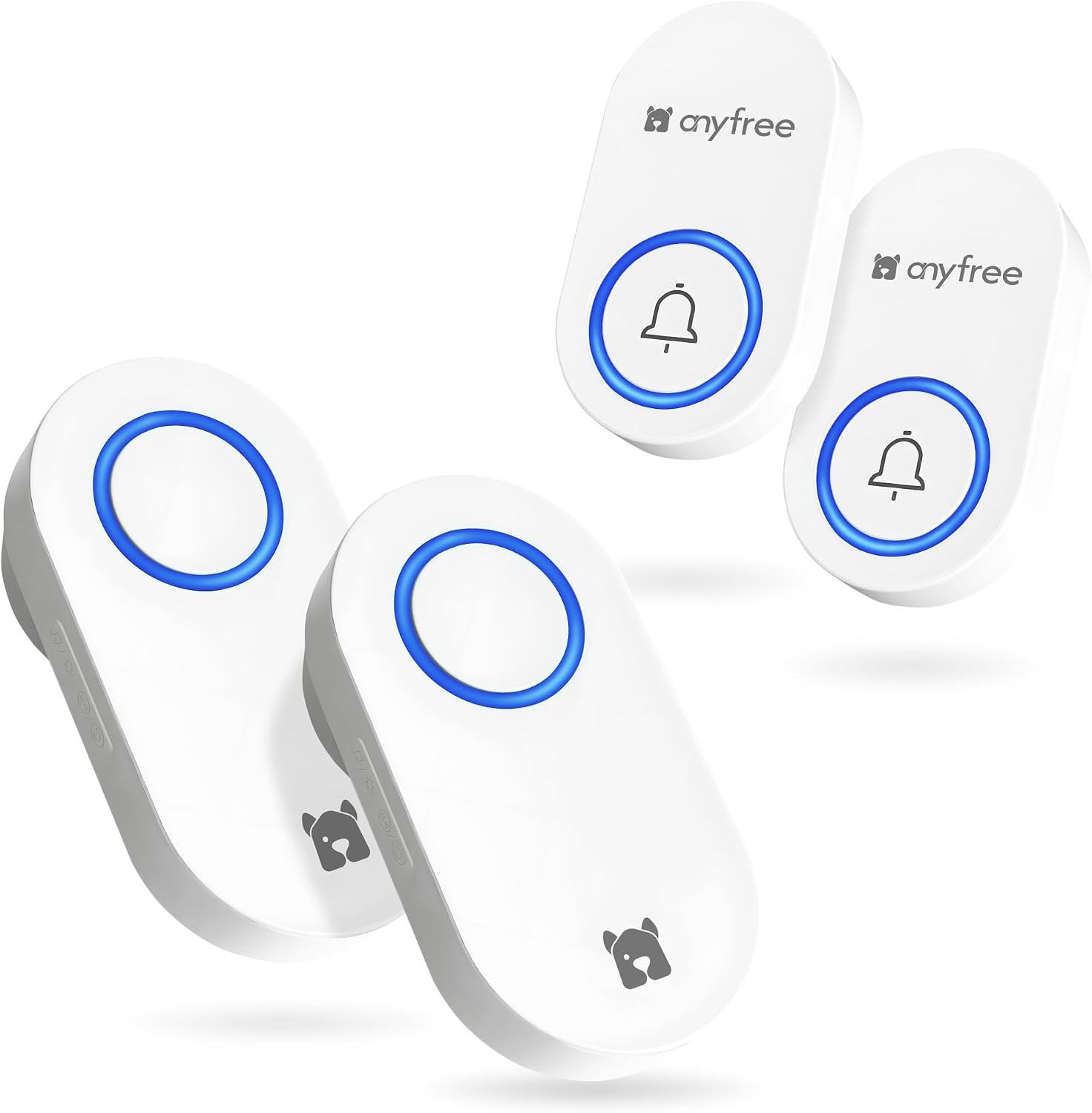 Self-Powered Wireless Doorbell, No Battery, 600ft Range, 4 Vol. Levels