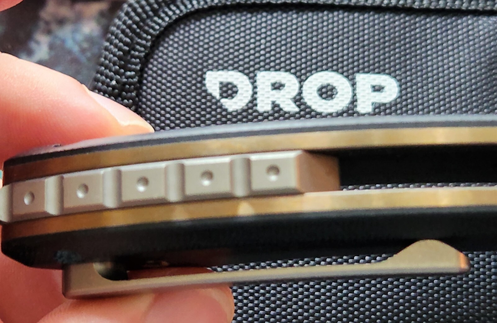 DROP MASSDROP X ERIC OCHS ORCA TITANIUM LINER LOCK KNIFE BLACK G-10 BRONZE RWL34