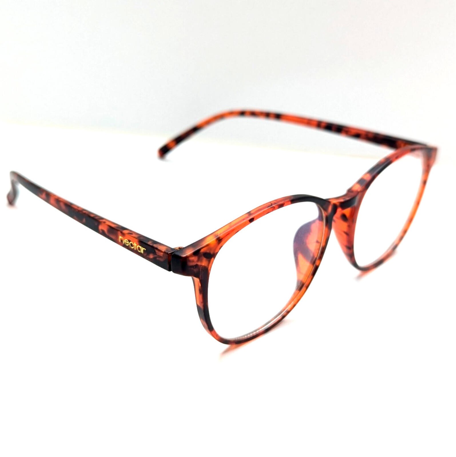 Nectar Cambridge Blue Light Glasses Round Red Tortoise TR90 Frame 55-13-139