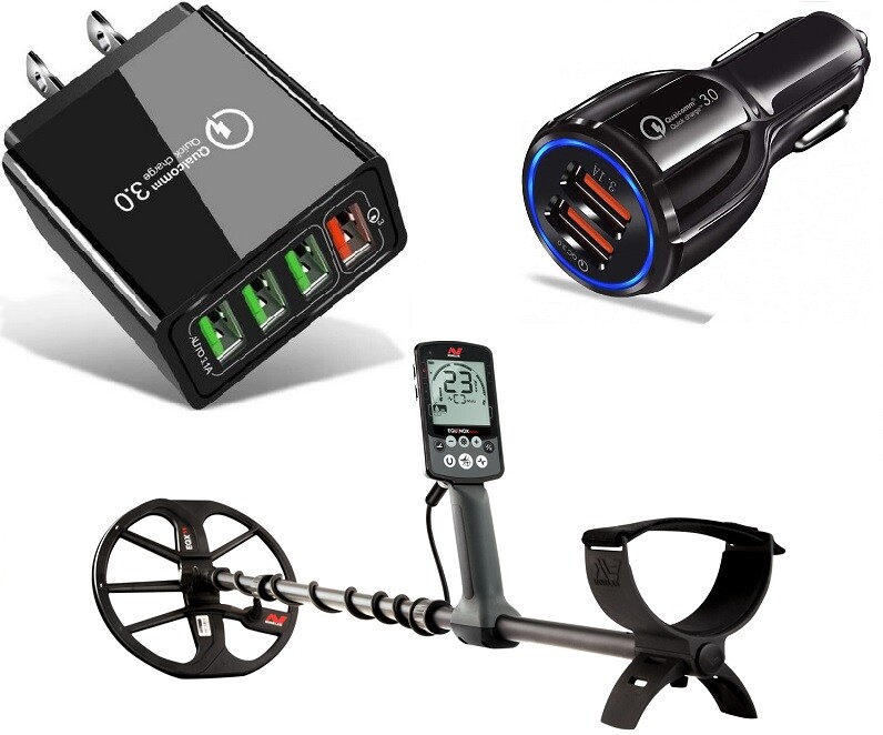 TURBO Quick Charge COMBO for Minelab Equinox 800 / 600 & Accesories (Wall & Car)