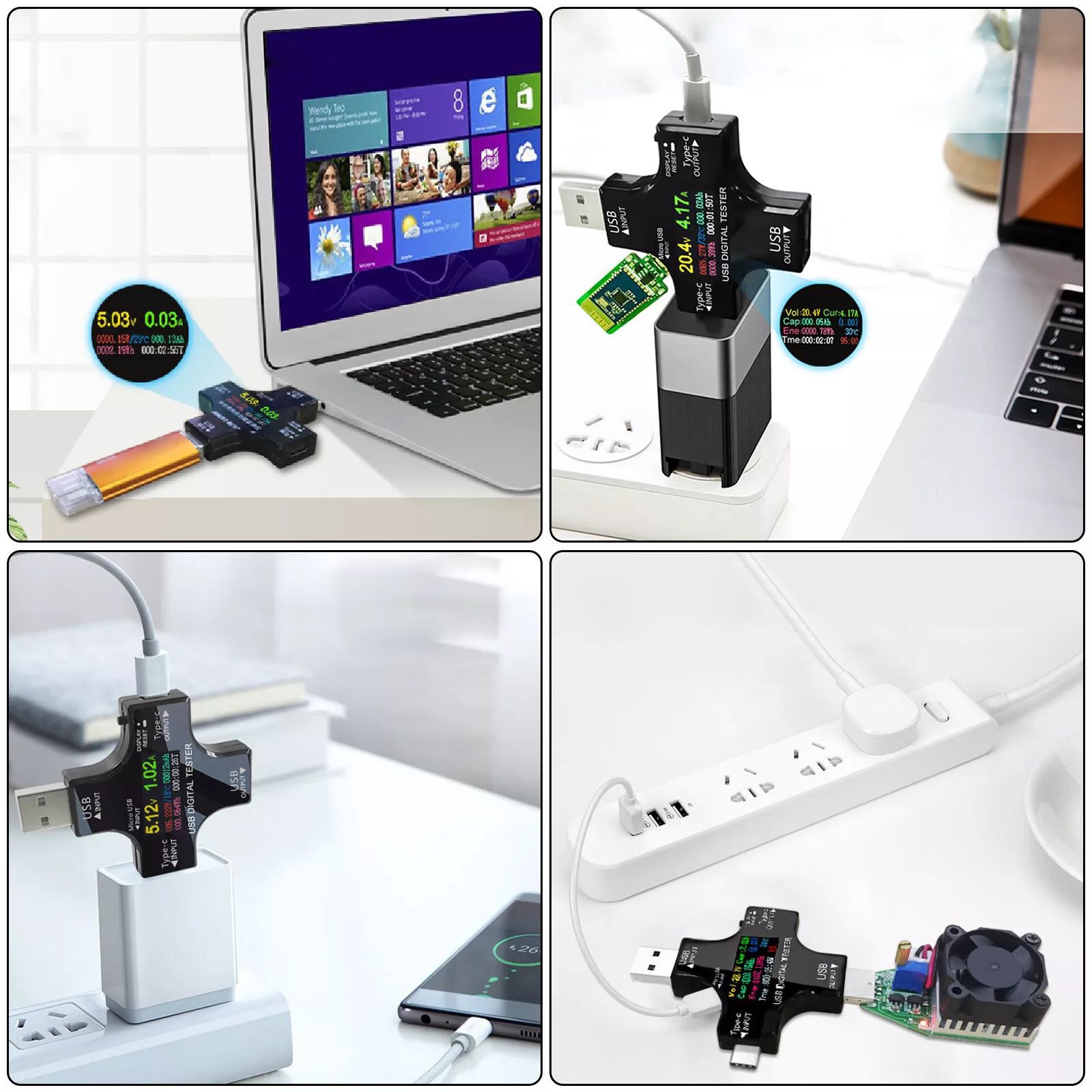 8 IPS Multiple Color Screen USB Power Meter Accepts Maximum Power: 150W