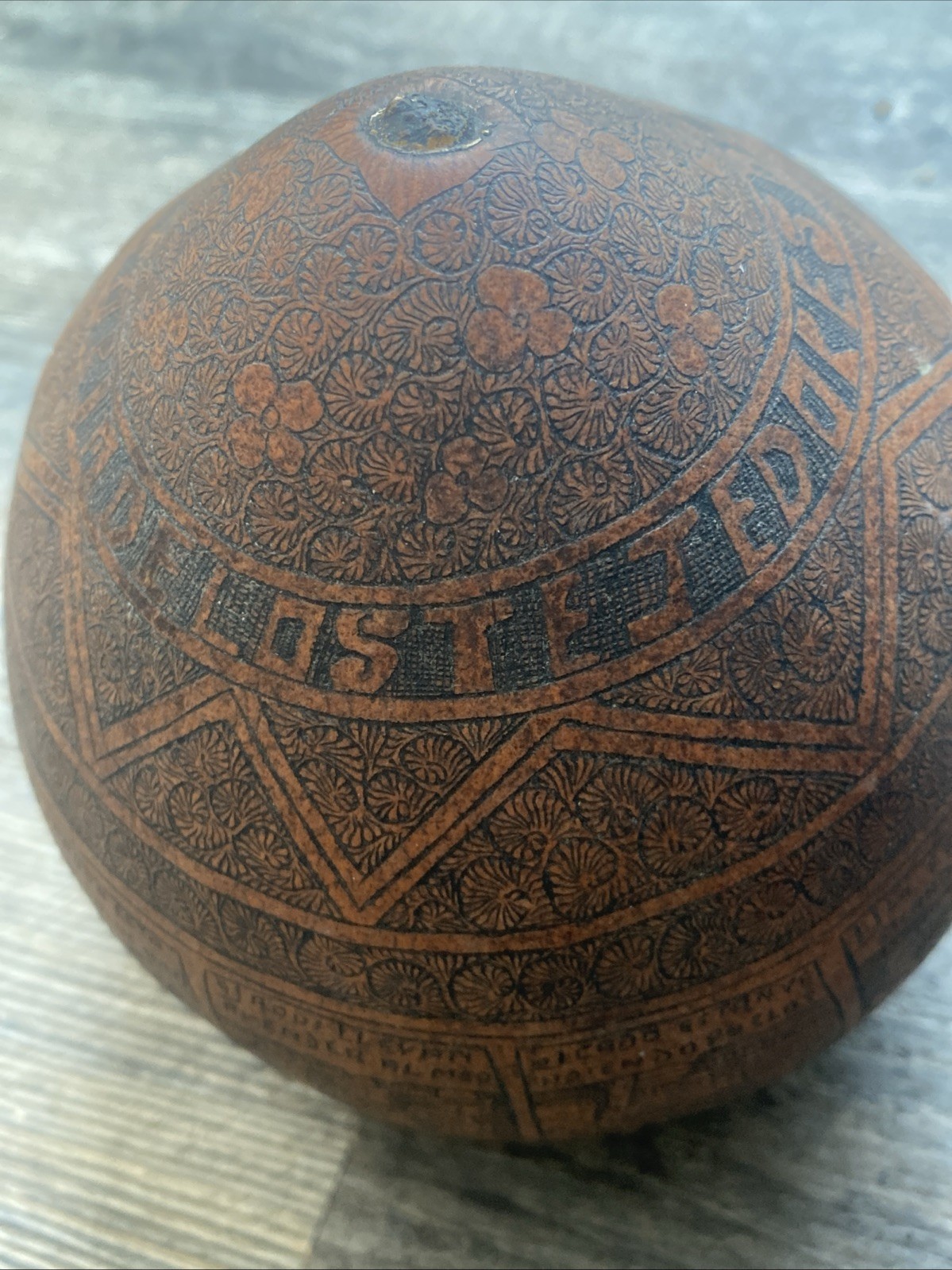 Vtg. Handcrafted Carved Peruvian Gourd Village Life