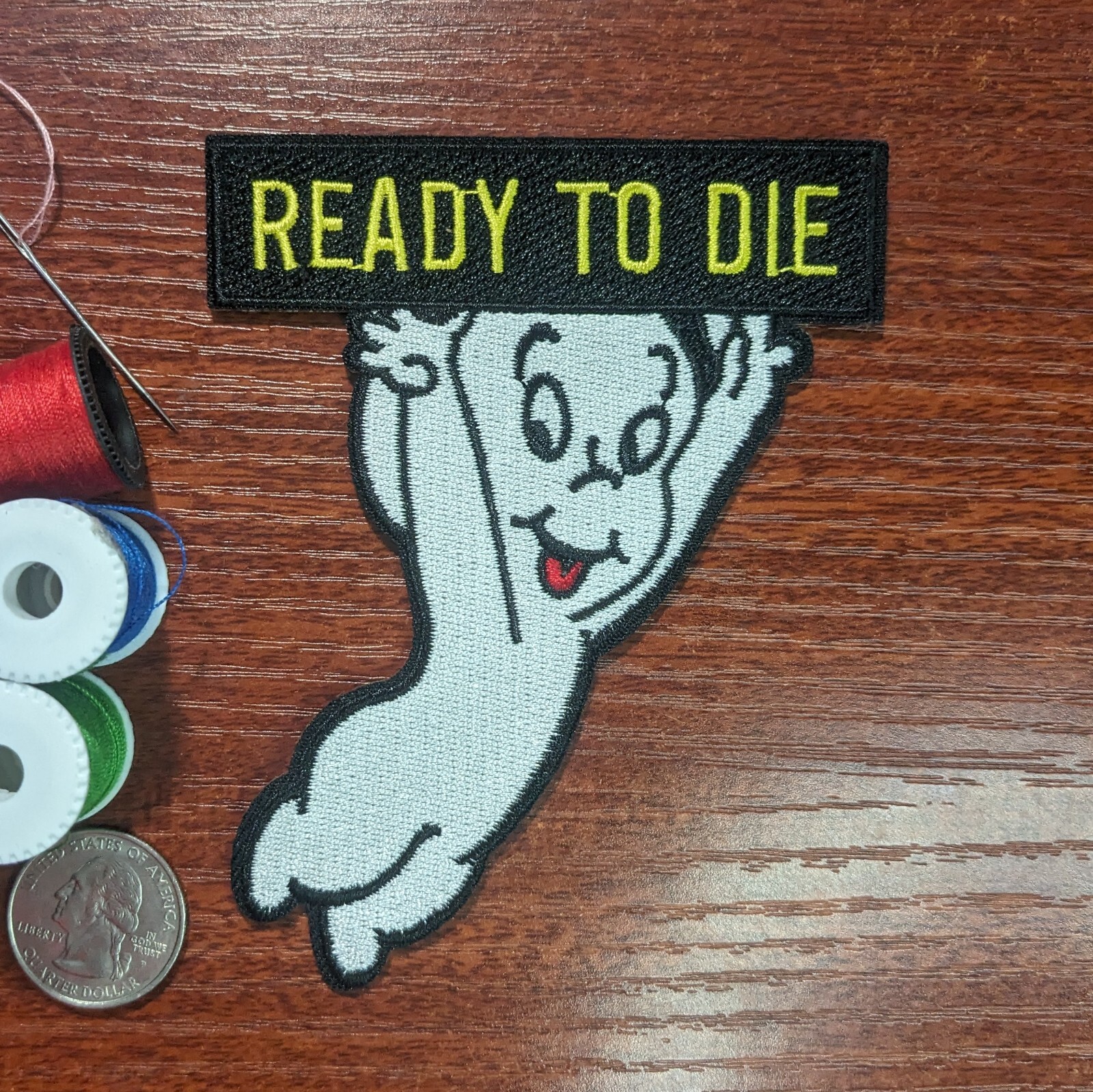 Casper The Friendly Ghost Goth Patch Ready To Die Embroidered Iron On 4.5x3.5"