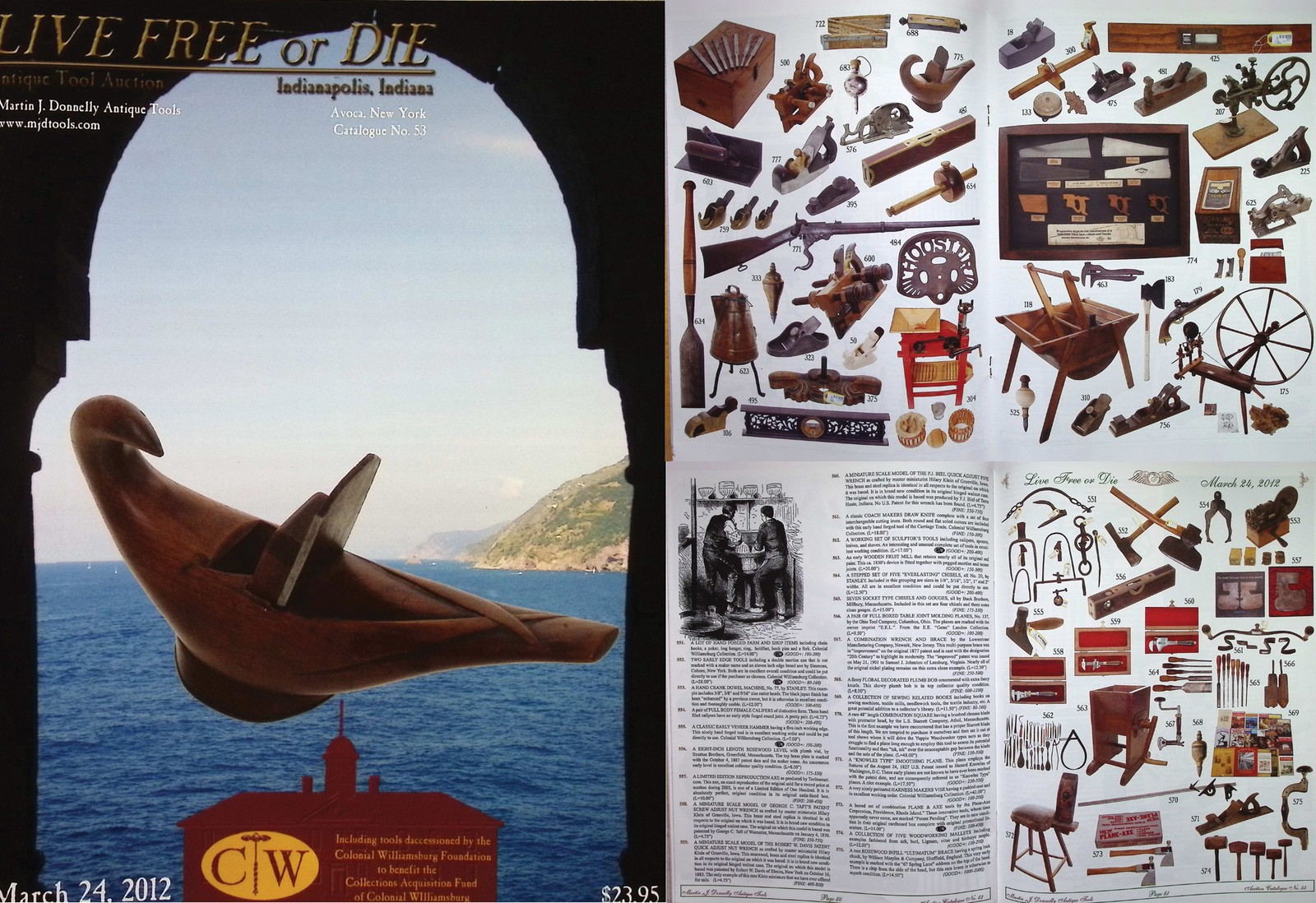 Full Color March, 2012 (IC12) Antique Tool Auction Catalog & Prices Realized