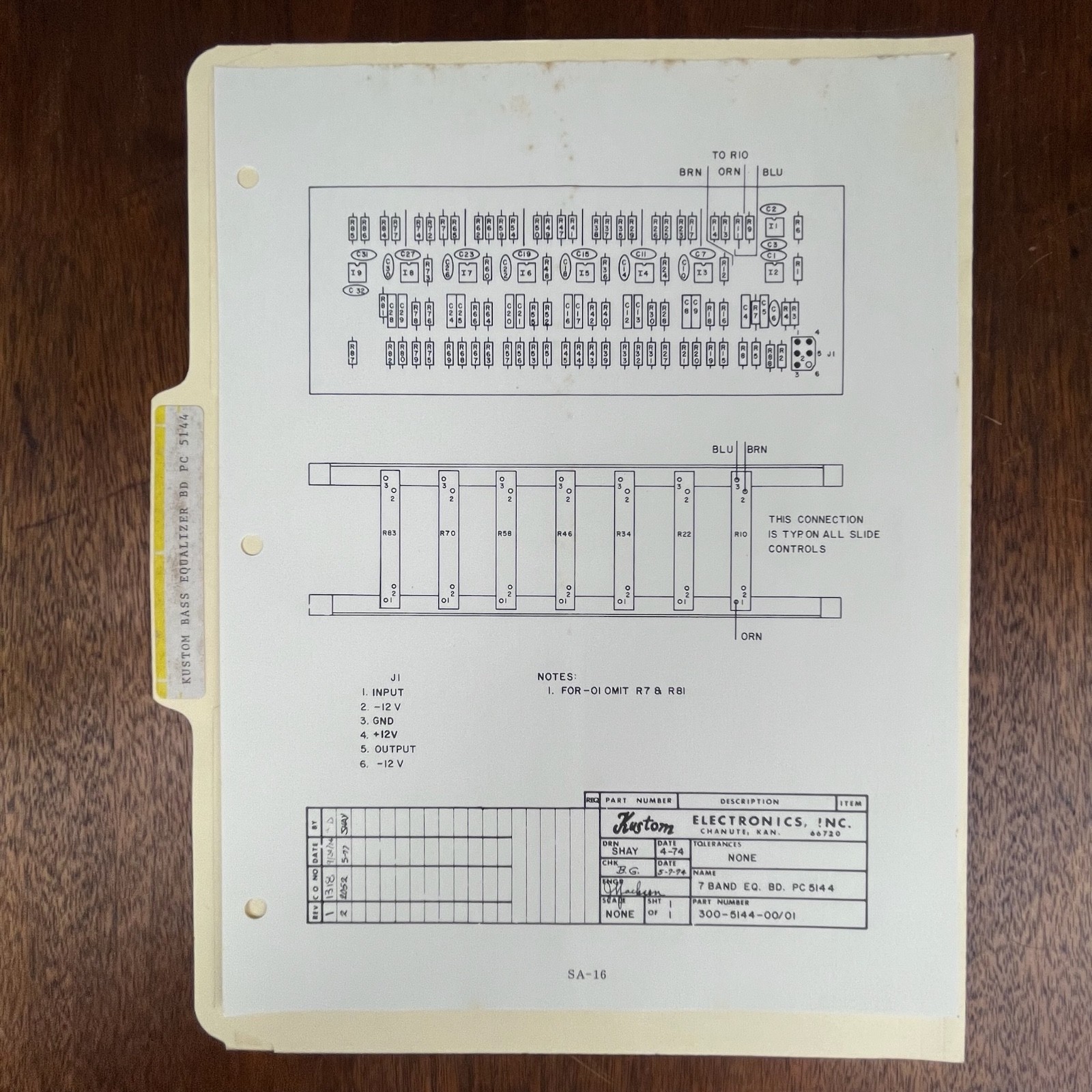 VINTAGE KUSTOM BASS EQUALIZER BD PC 5144 SCHEMATIC AND WIRING DIAGRAM