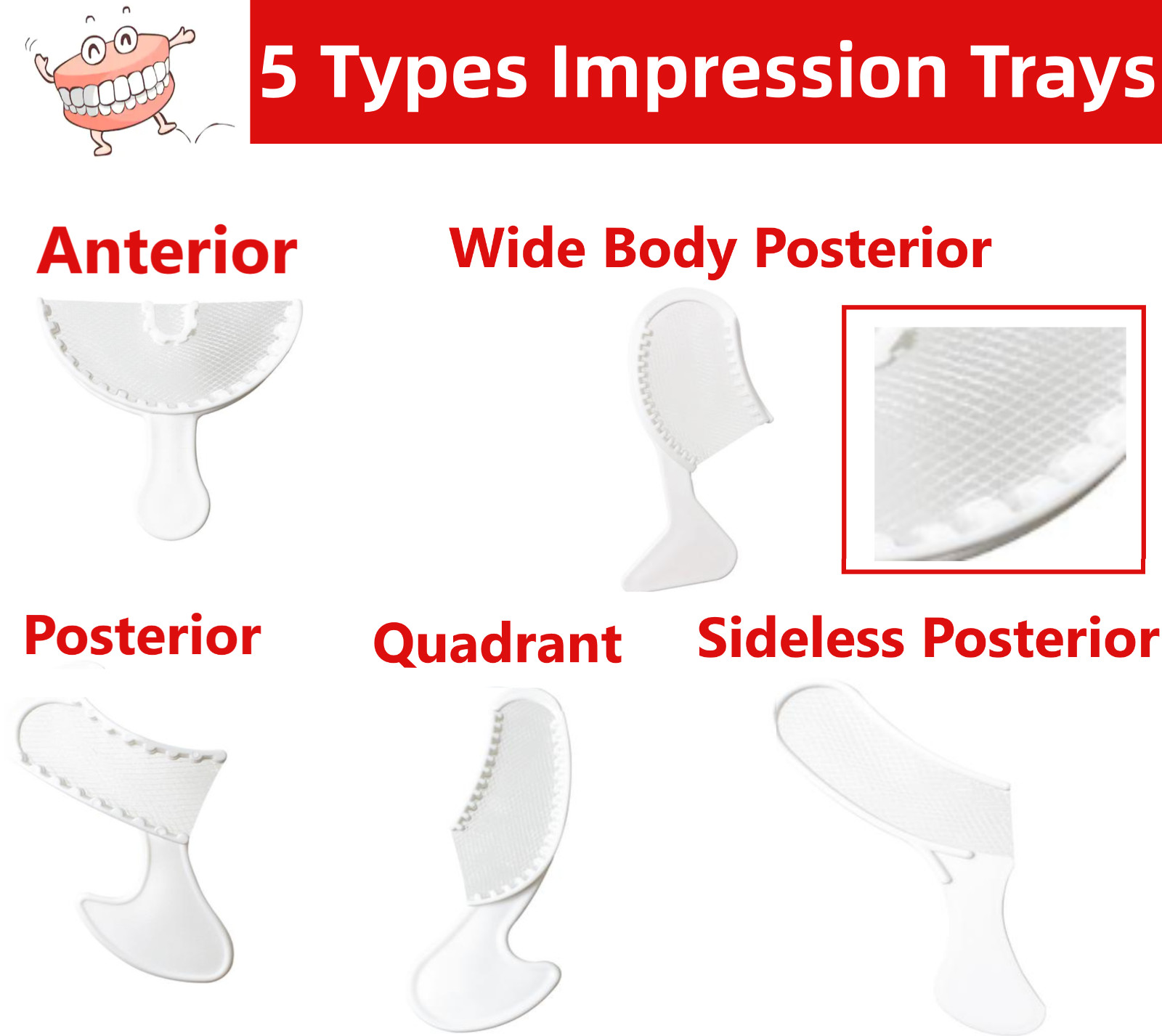 50 Pcs Dental Disposable Impression Bite Registration Triple Trays, All Size