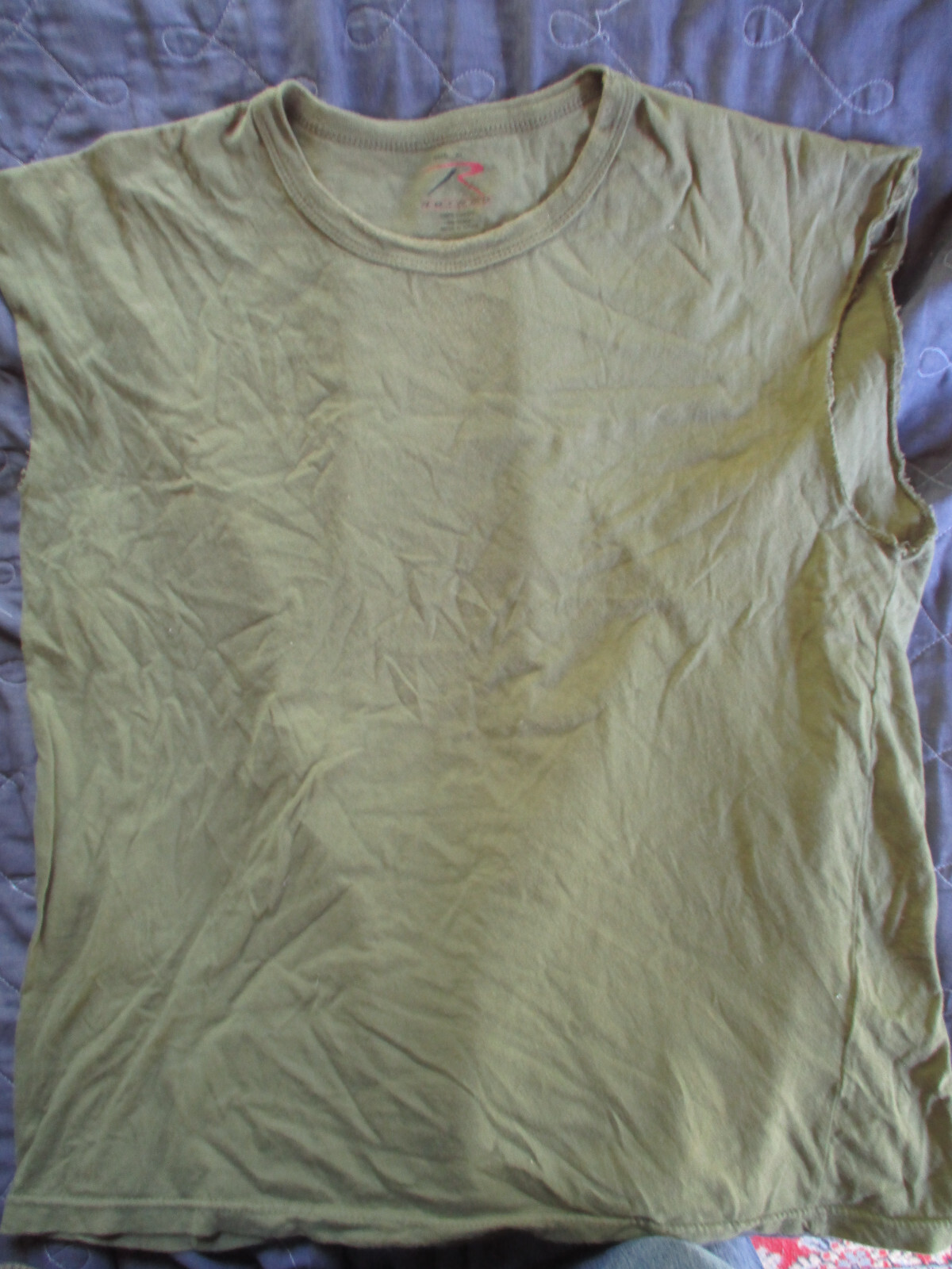 Rothco Reproduction USGI Cotton Shirt Tank Top Cut Sleeves Green (XL)