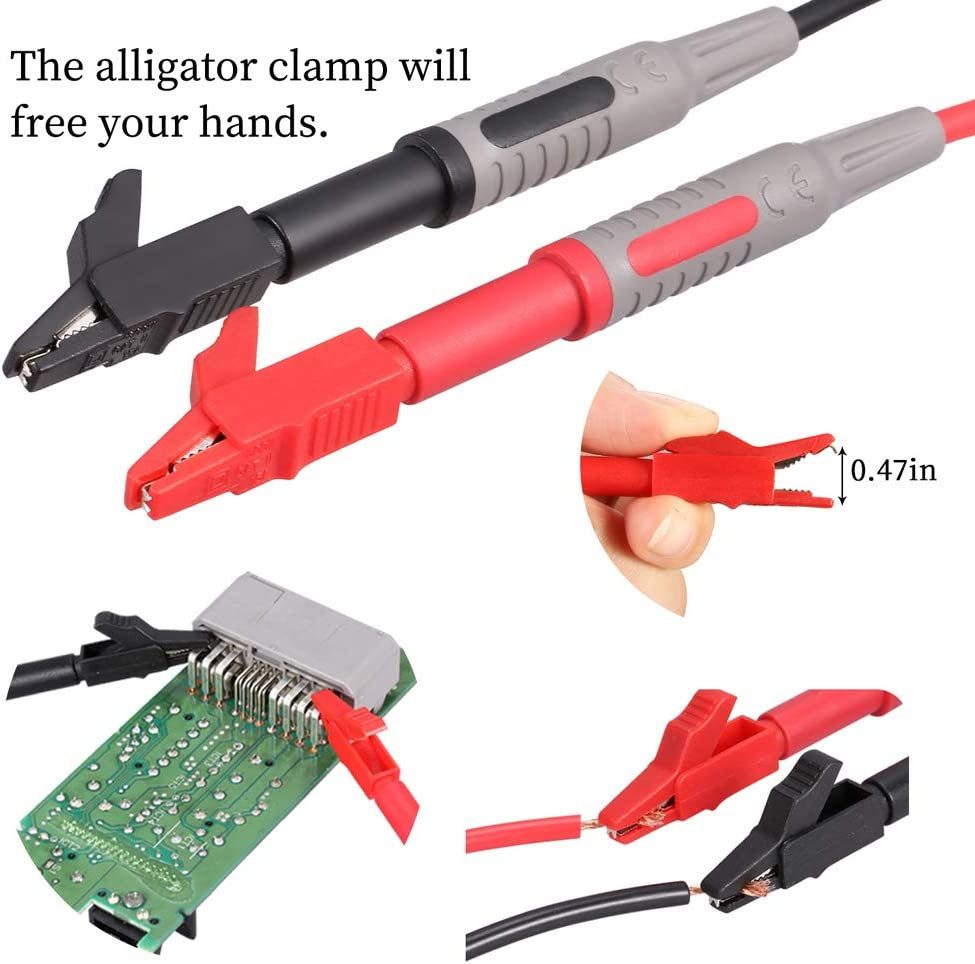 25pc Multimeter Test Leads Kit Silicone Probes Alligator Clips Test Hooks Back P