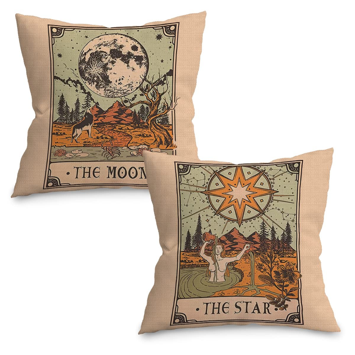 UINHMOP Tarot The Moon Star 18x18in Set of 2 18" x (Pack 2), White