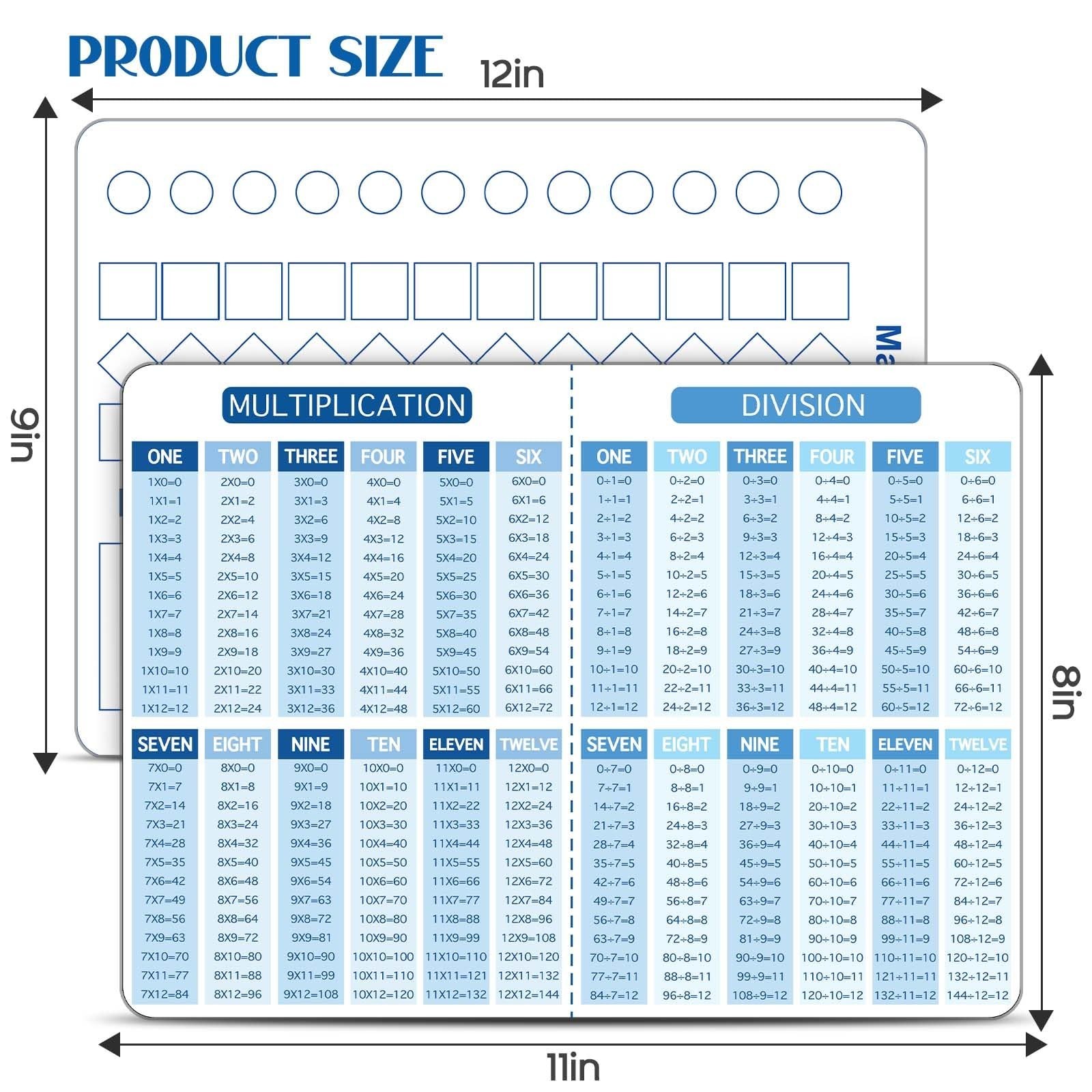 Multiplication Master Kit - 3 Pack Double Sided Dry Erase Math Whiteboards & ...