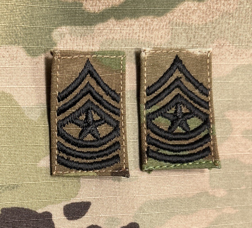 US Army SGM/E9 Cap Rank (2) OCP Sew-On Sergeant Major Combat Uniform