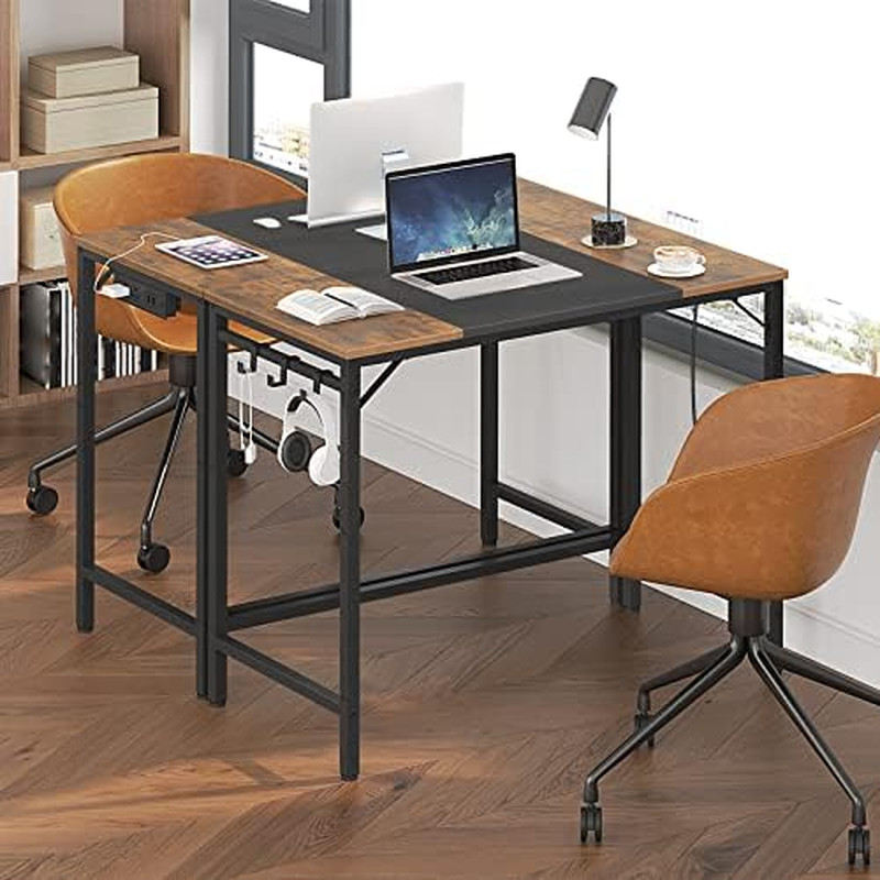 Computer Desk and Narrow Bookshelf Bundle, Modern Study Writing Desk, Corner Boo