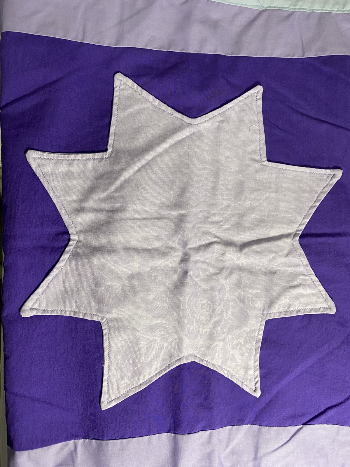 Two Handmade Pillow Shams Multi Purple & Blue With Star