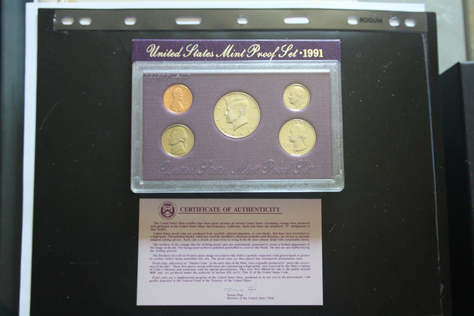 1991-S PROOF SET OGP IN EXCELLENT CONDITION COA