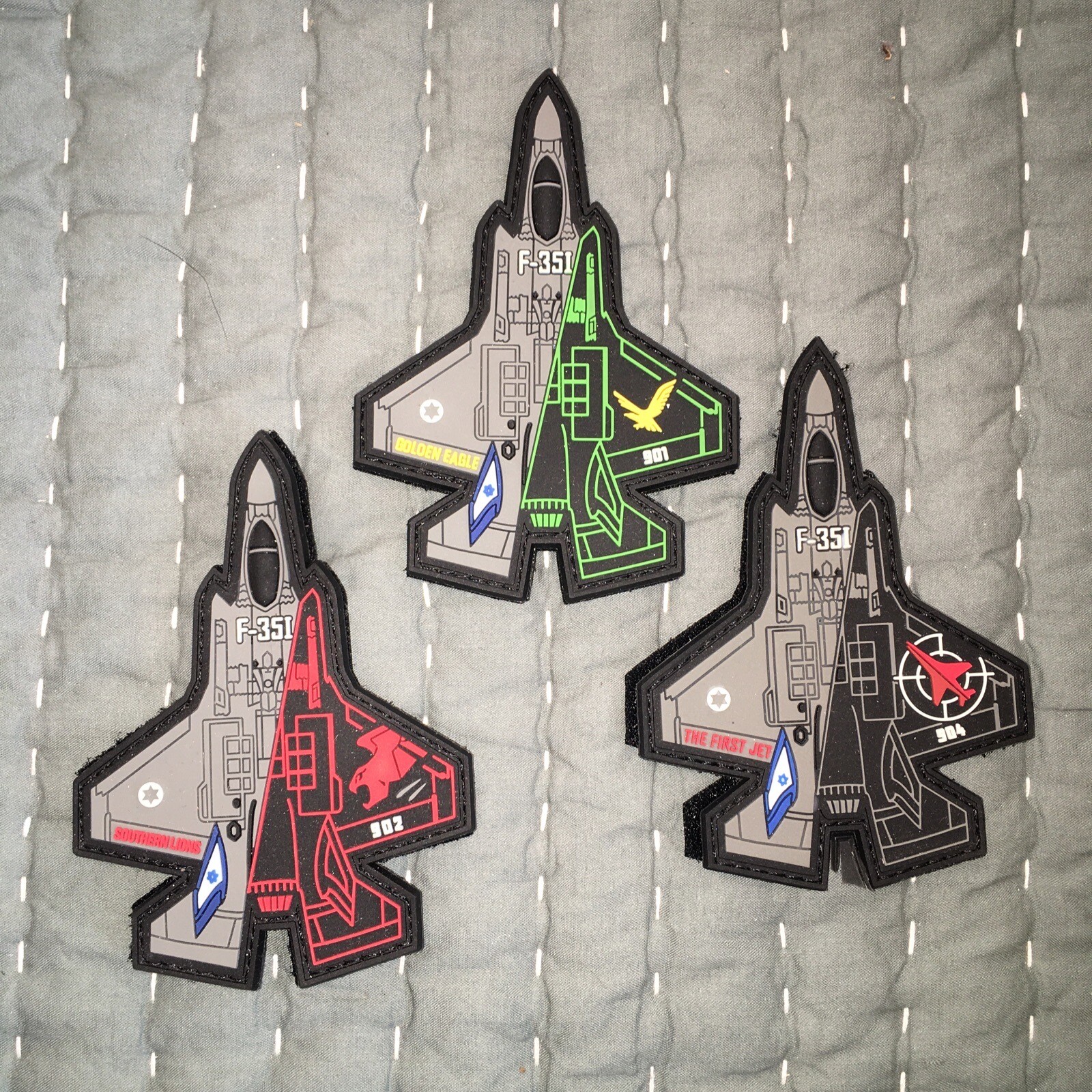 Israel Israeli Air Force IAF F-35 PVC Patches 116 117 140th Sqns 3D Glow in Dark