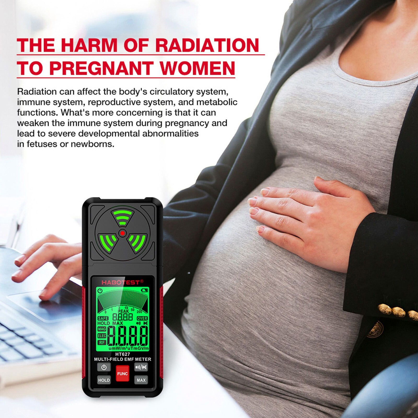 Electromagnetic Radiation Tester Handheld Radio Frequency Field EMF Meter