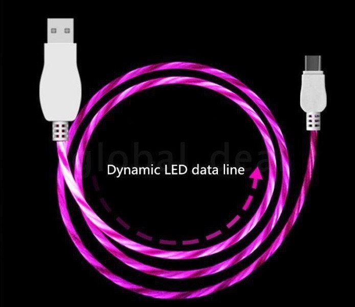 FLOWING LED LIGHT-UP Data Cable charger FOR ALL MICRO (TYPE-C) PHONES & DEVICES