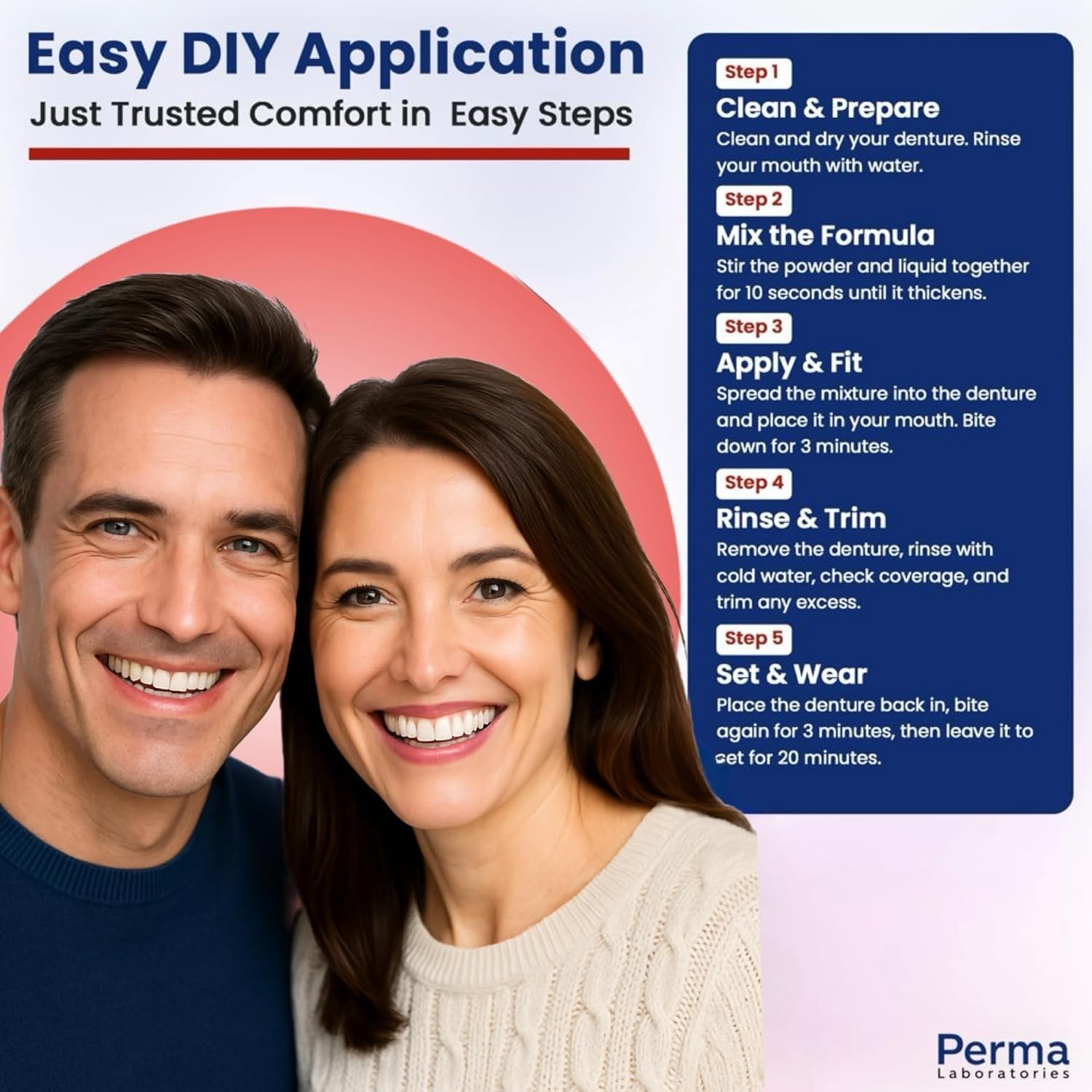 Perma Soft Denture Reliner Kit - Secure Fit for Comfortable, Durable Relief
