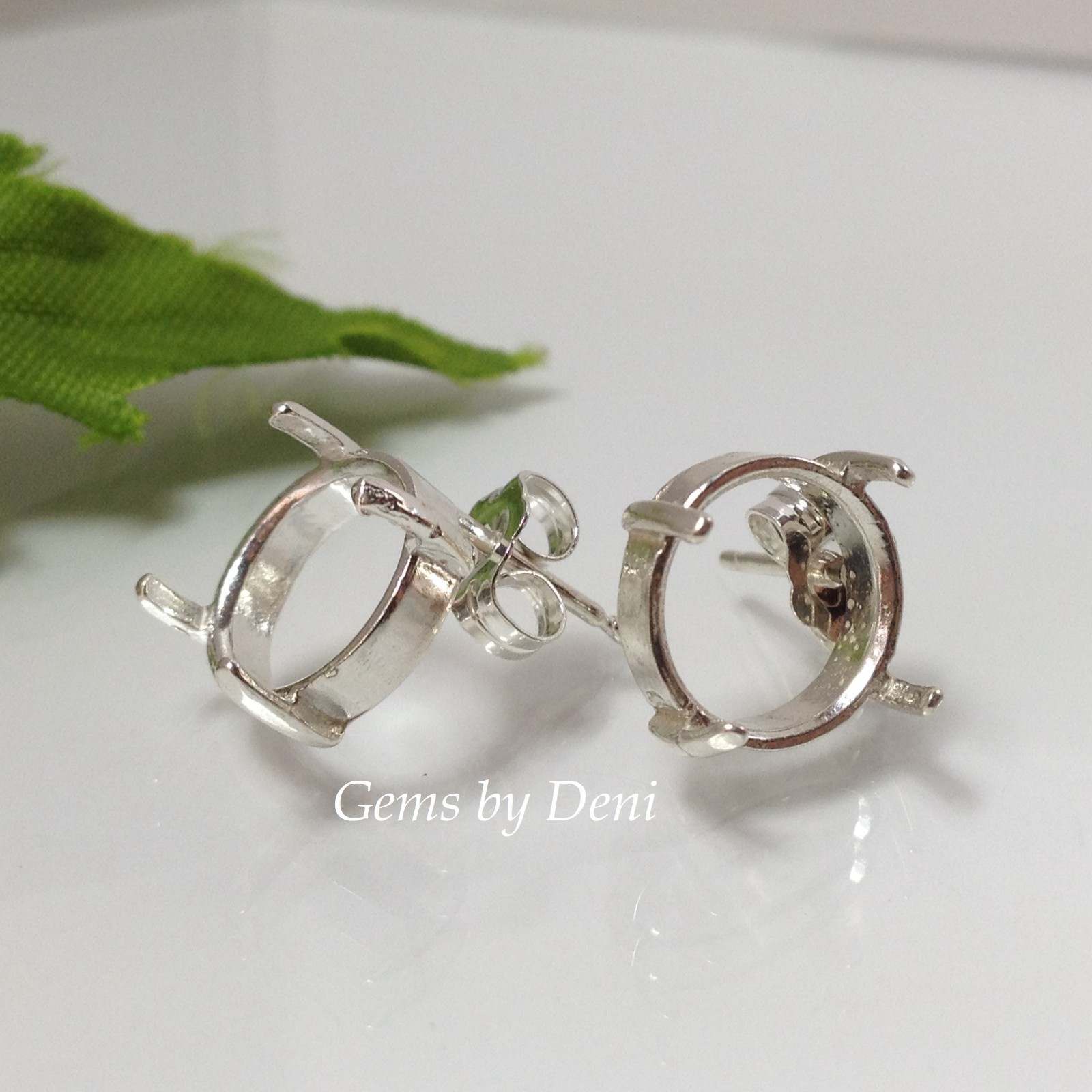 Two Round Cabochon Sterling Silver Pre-Notched Earring Castings (3 to 10mm)