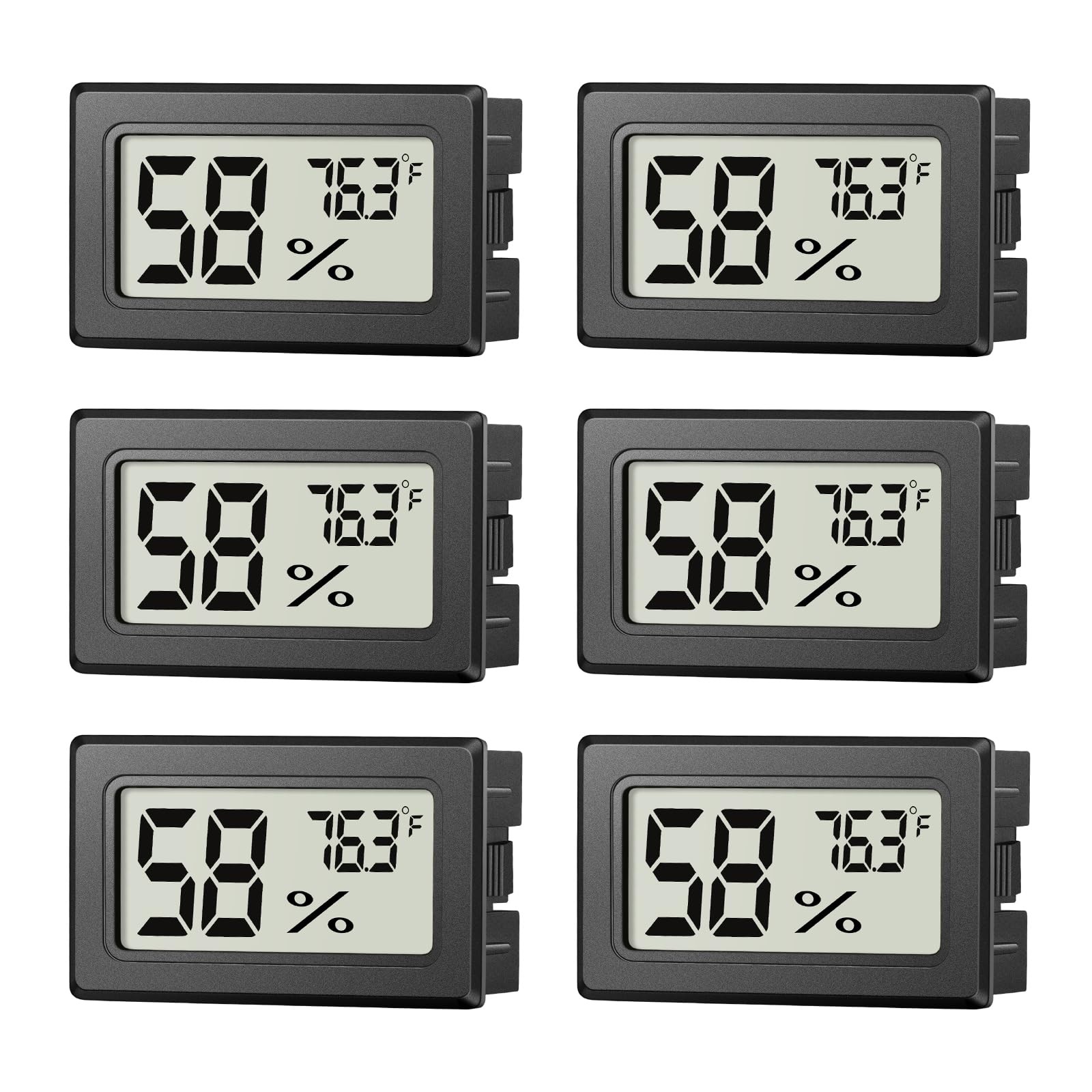 6 Pack Mini Hygrometer Indoor Humidity Meter, Small Digital Thermometer Humid...