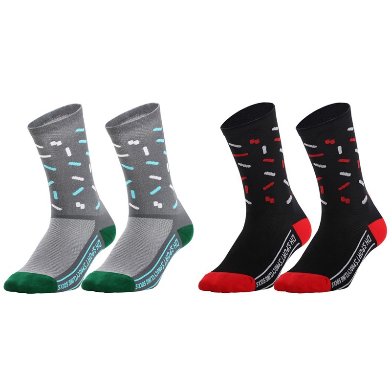 2Pairs Cycling Socks Riding Bicycle Bike Sports Ankle Socks XC MTB Black Grey