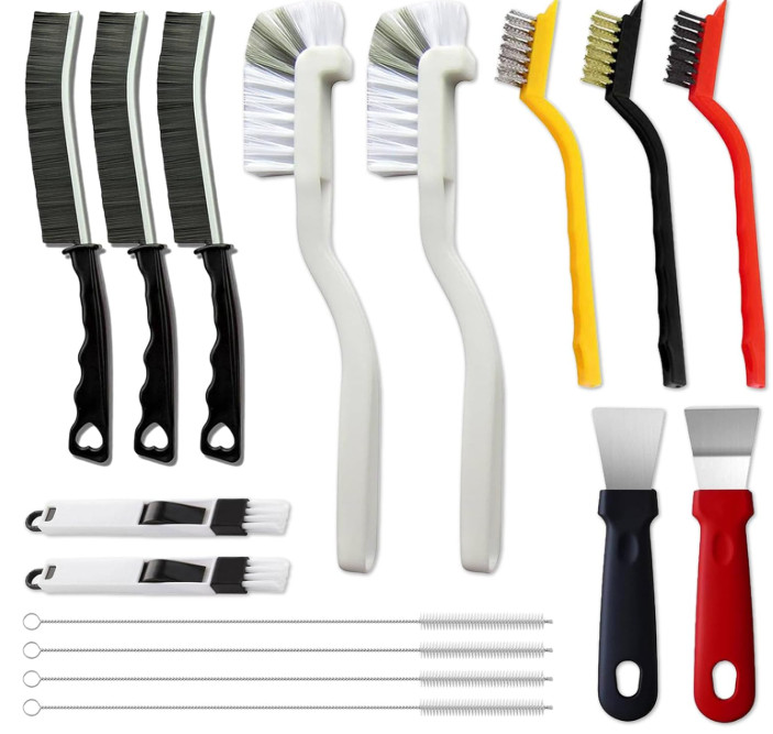 16 Pcs Crevice Cleaning Brush Set, Hard Bristle Scrub Brushes Tools