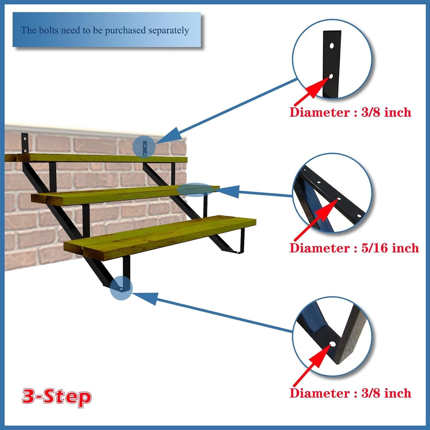 Steel Step Stair Riser - 3 Step For Deck height 27 inches Stair stringer Step...