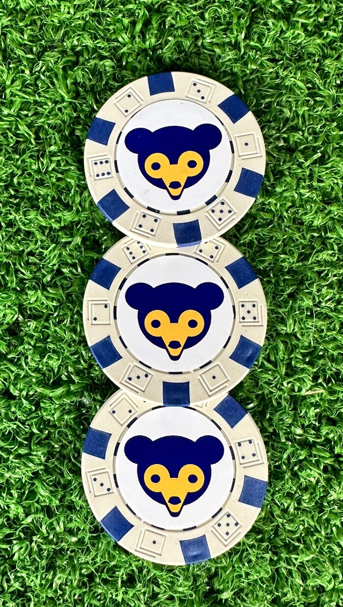 Lot of 3 Chicago Cubs MLB  Clay Poker Chip  Golf Ball Marker Lot of 3