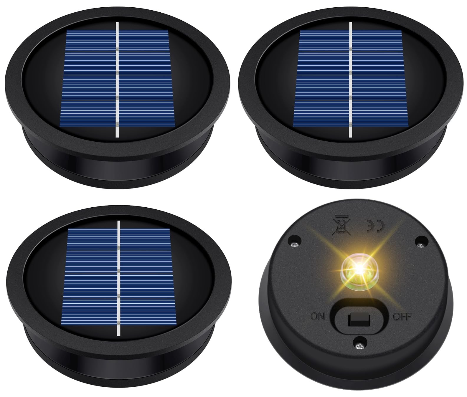 4-Pack Solar Light Replacement Top Waterproof LED Parts for Outdoor Garden