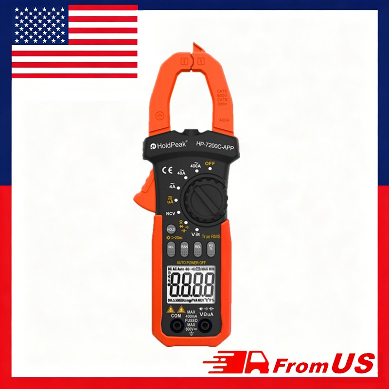Digital TRMS Clamp Meter 600V AC/DC 400A 40MΩ 26mm 4000C Data Hold Backlight