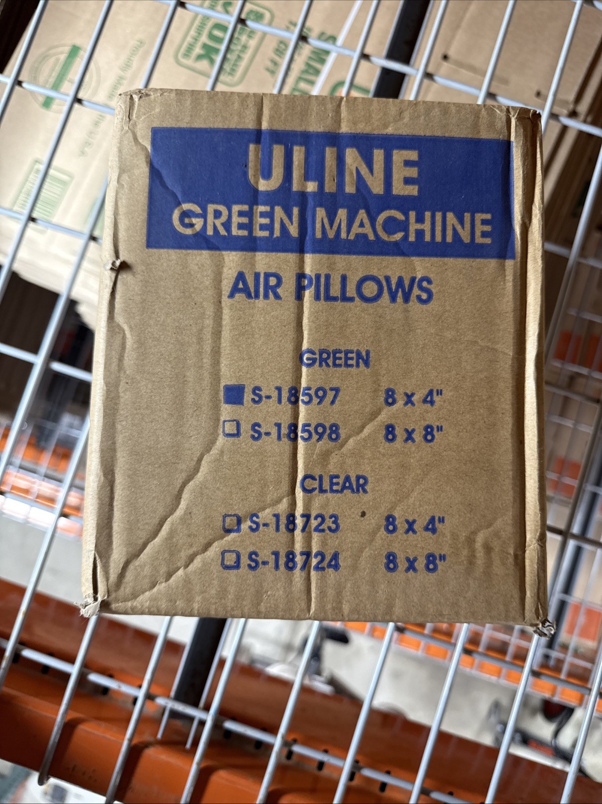 ULine Green Machine Air Pillows 8" x 4" Green 1.0 miL 8" x 1640 Ft. S-18597 New