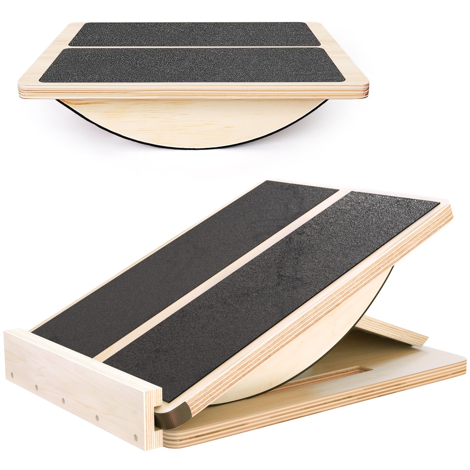 Professional 2-in-1 Wooden Slant Board & Balance Board Adjustable Incline Boa...