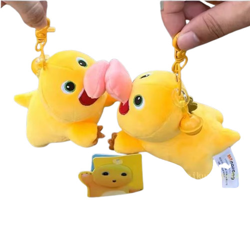 2 Packs x Nailong Tongue Key Charm Plush Lick Smile Kiss Dinosaur Yellow Toy Fun