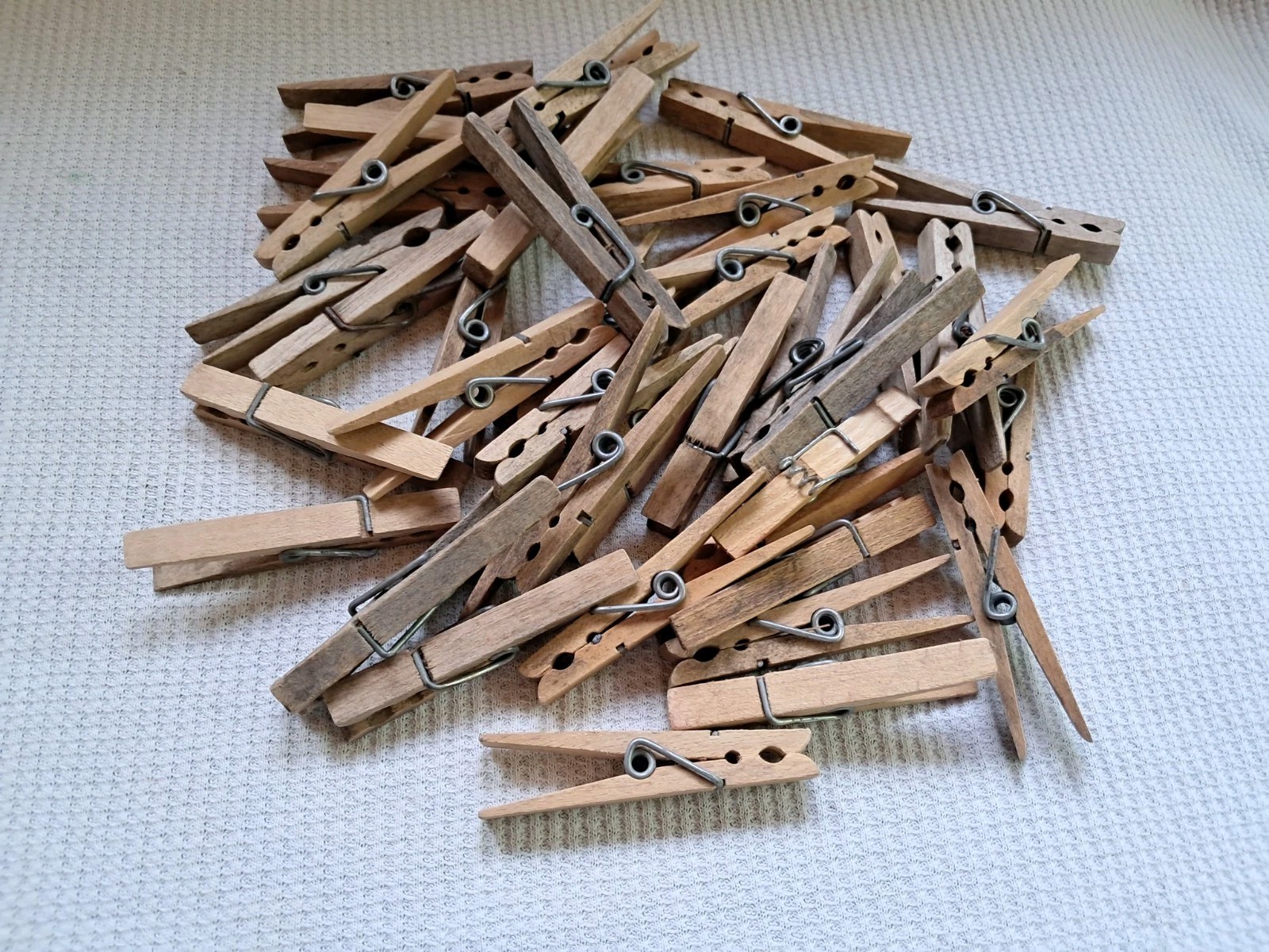 40 Wooden Clothes Pins Spring Loaded Alligator Clothes Pins