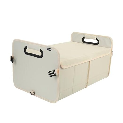 Car Trunk Organizer With Soft Cover and Storage Bin Essentials beige