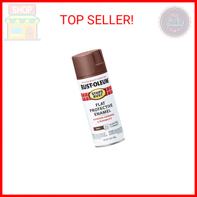 Rust-Oleum 214085 Stops Rust Spray Paint, 12 oz, Flat Brown