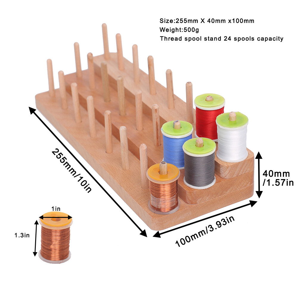 Nature Wood Rack for Holding Threads, Spools, Fly Tying, Crafting, Thread Holder