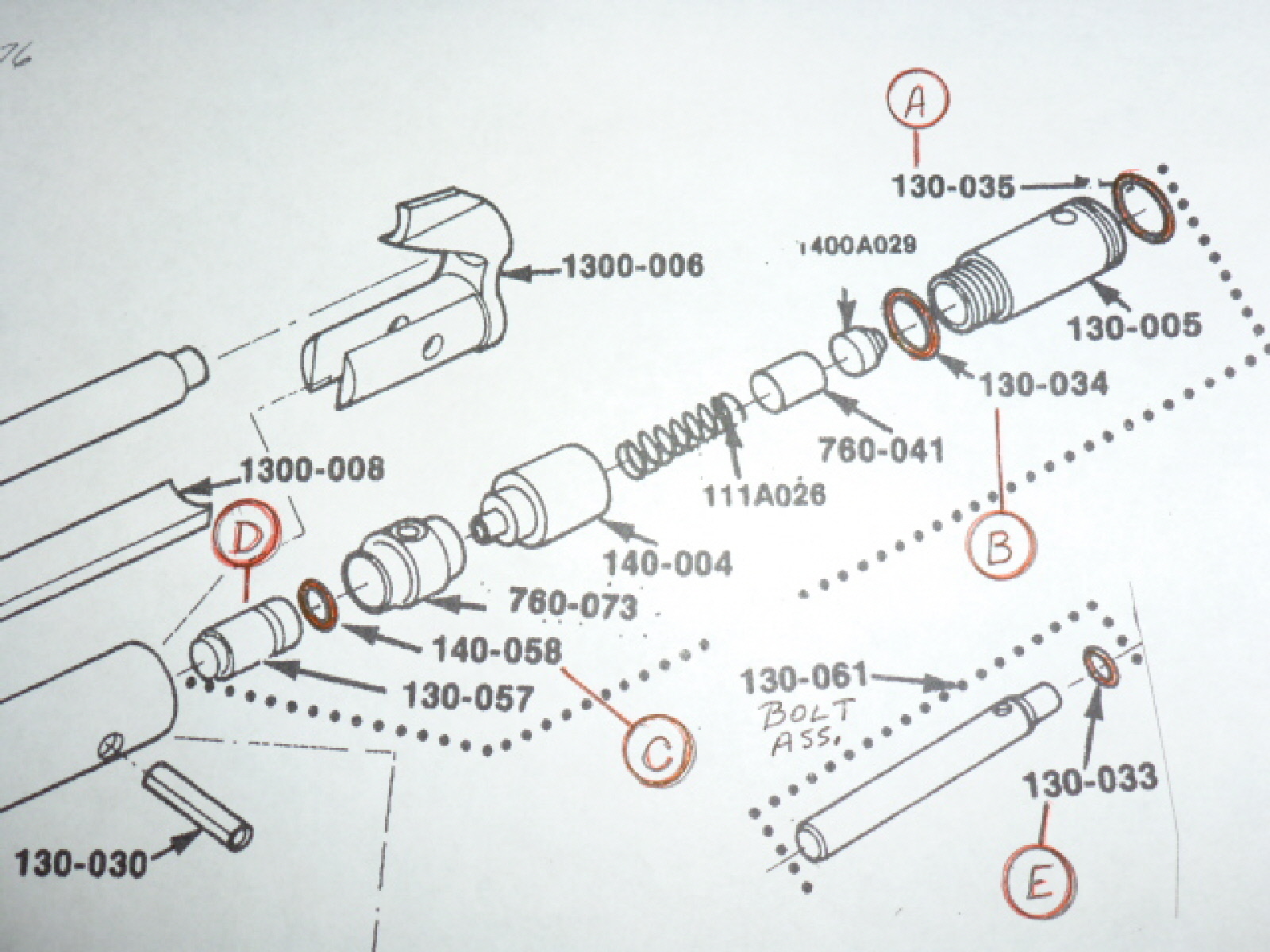 Crosman 1300 Air Pistol Two (2) O-Ring Seal Kit-Exploded View & E-Z Seal Guide