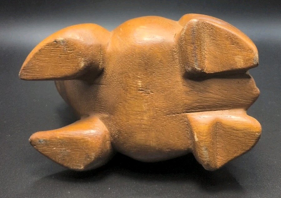 Vintage Hand Carved Wooden Croaking Frog Percussion Instrument No Stick 4" B407