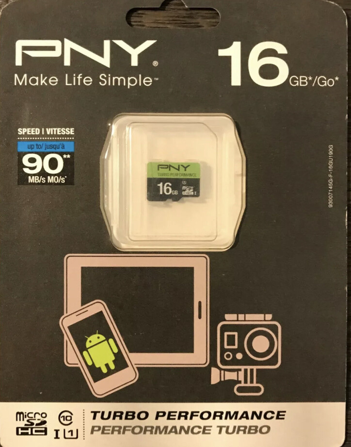 PNY Turbo Performance 16GB High Speed MicroSDHC Class 10 UHS-I P-SDU16GU190G-GE