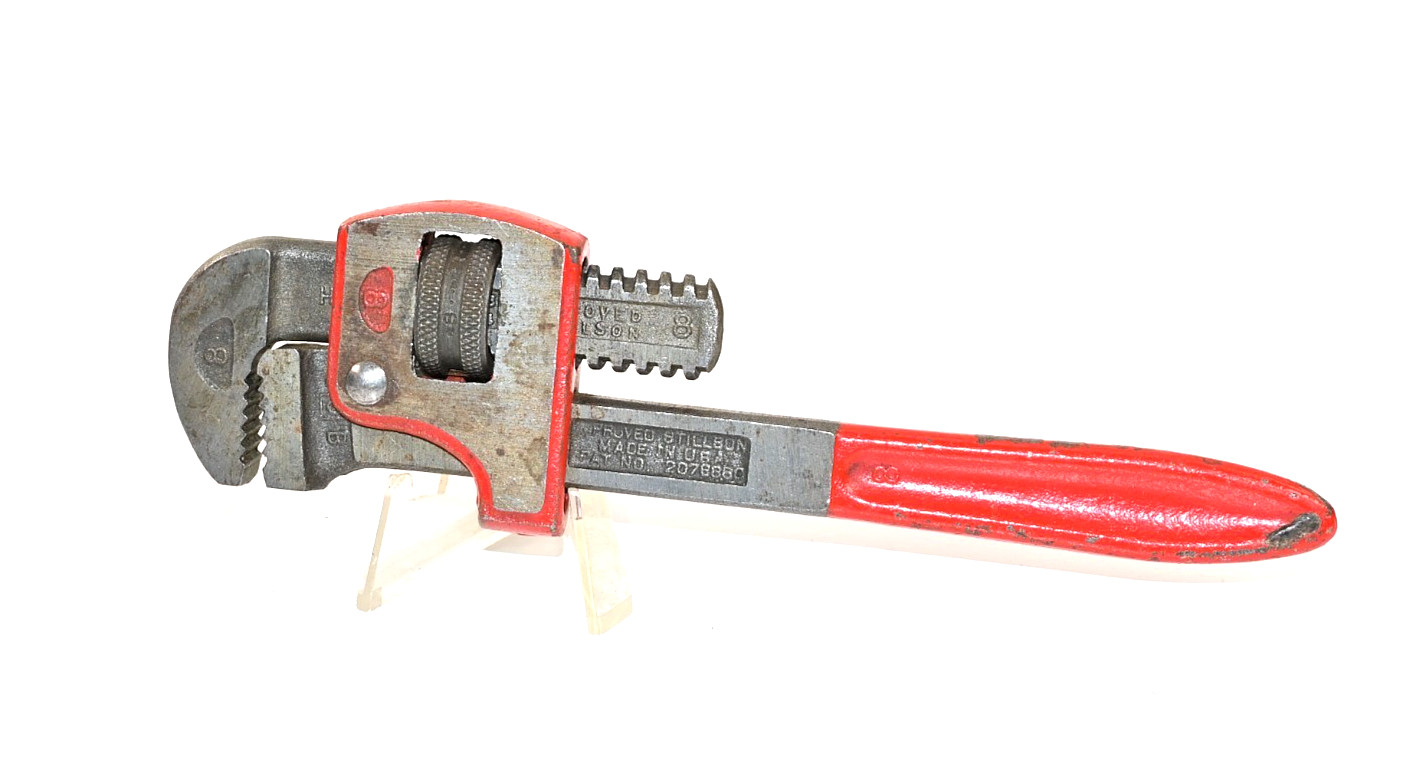 Vintage Rigid 8" Pipe Wrench- Ridge Tool Co. Elyria Ohio USA