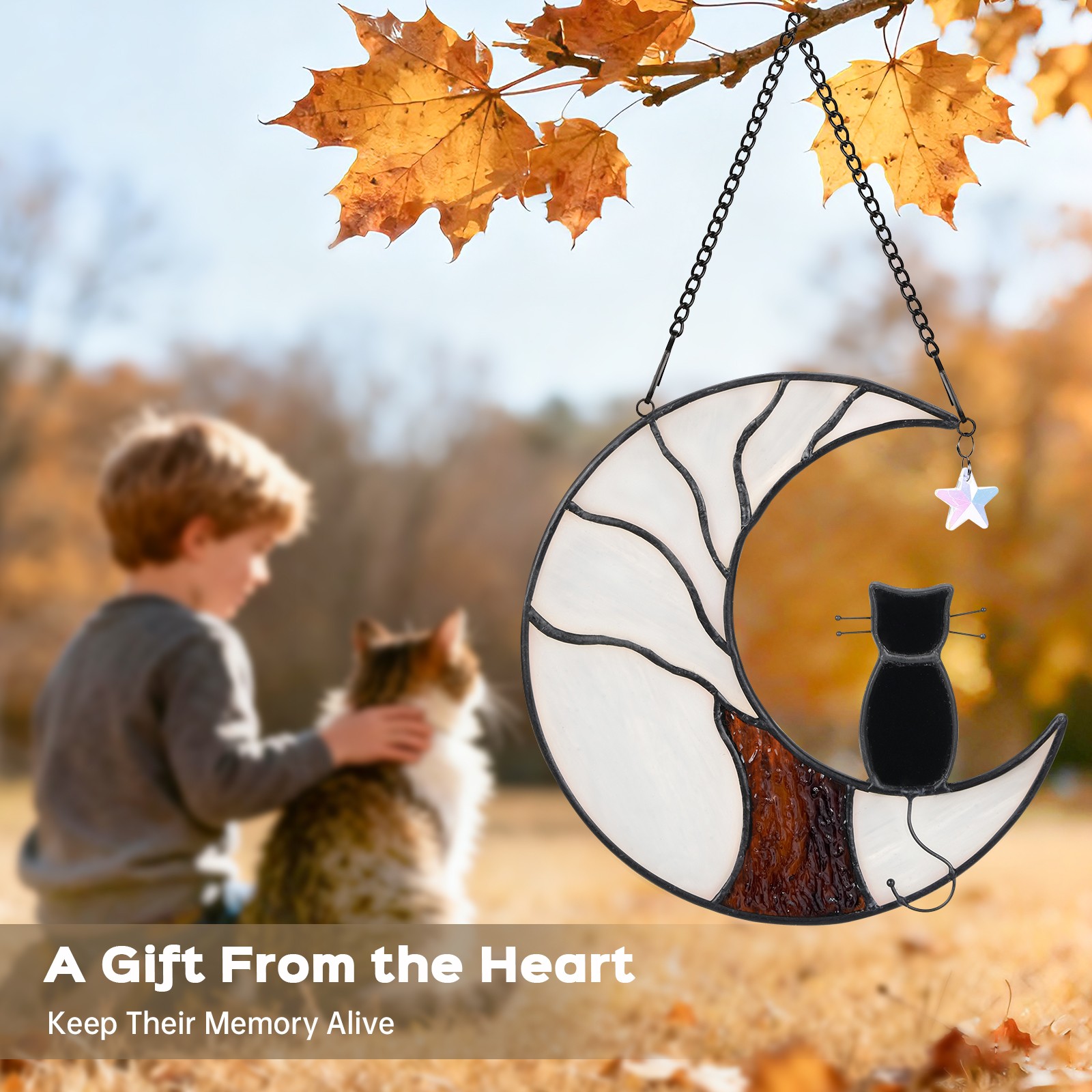 Moonlight Cat Outdoor Hanging Lantern Festive Pendant Decor Cat Pet Memory Gift