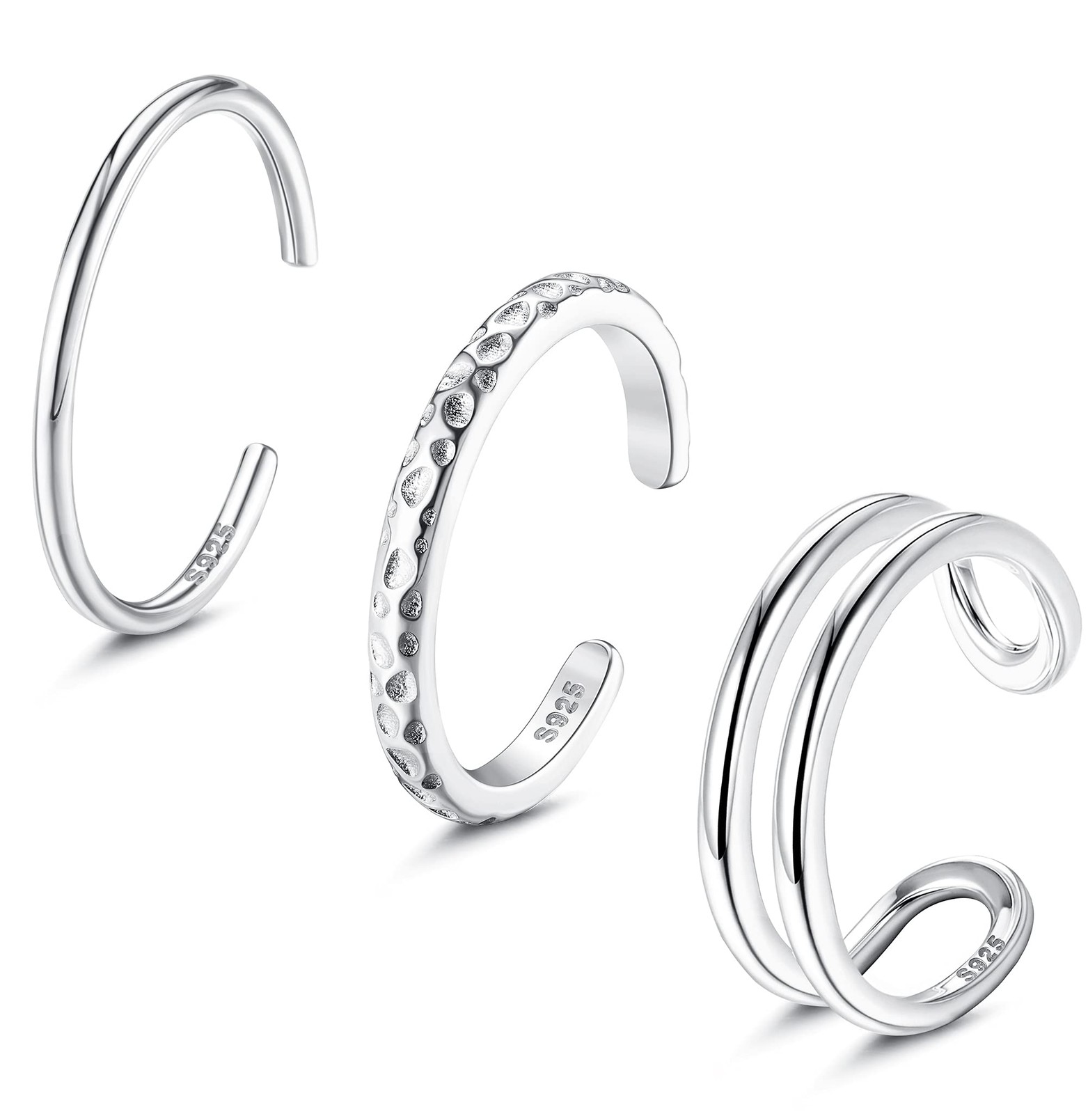 PATISORNA 925 Sterling Silver Open Toe Rings for Women Silver-A