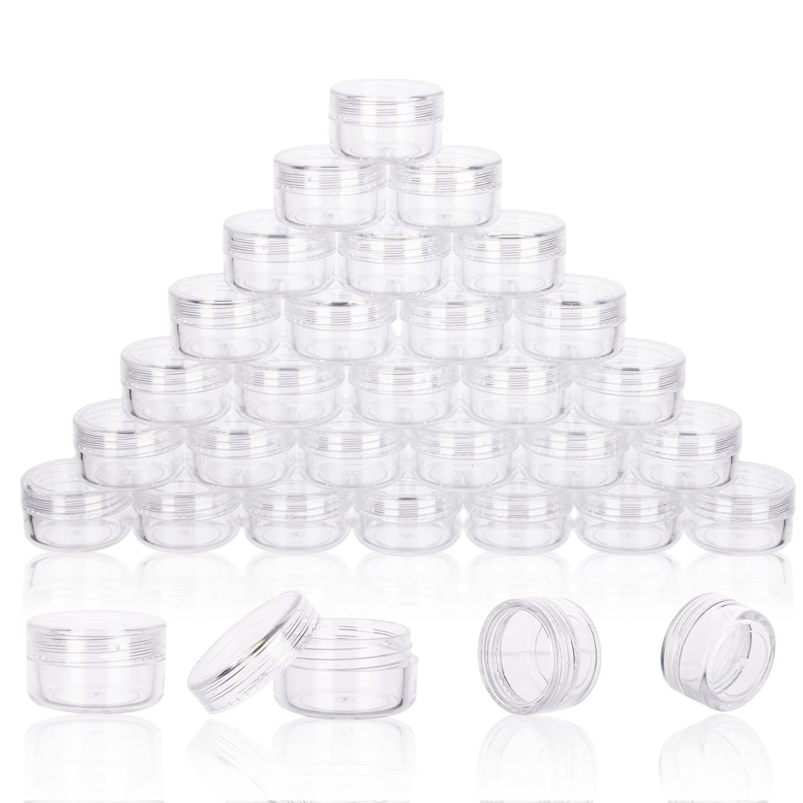 Frascos de muestra de 5 gramos con tapa, 50 unidades, 5 ml, transparentes.