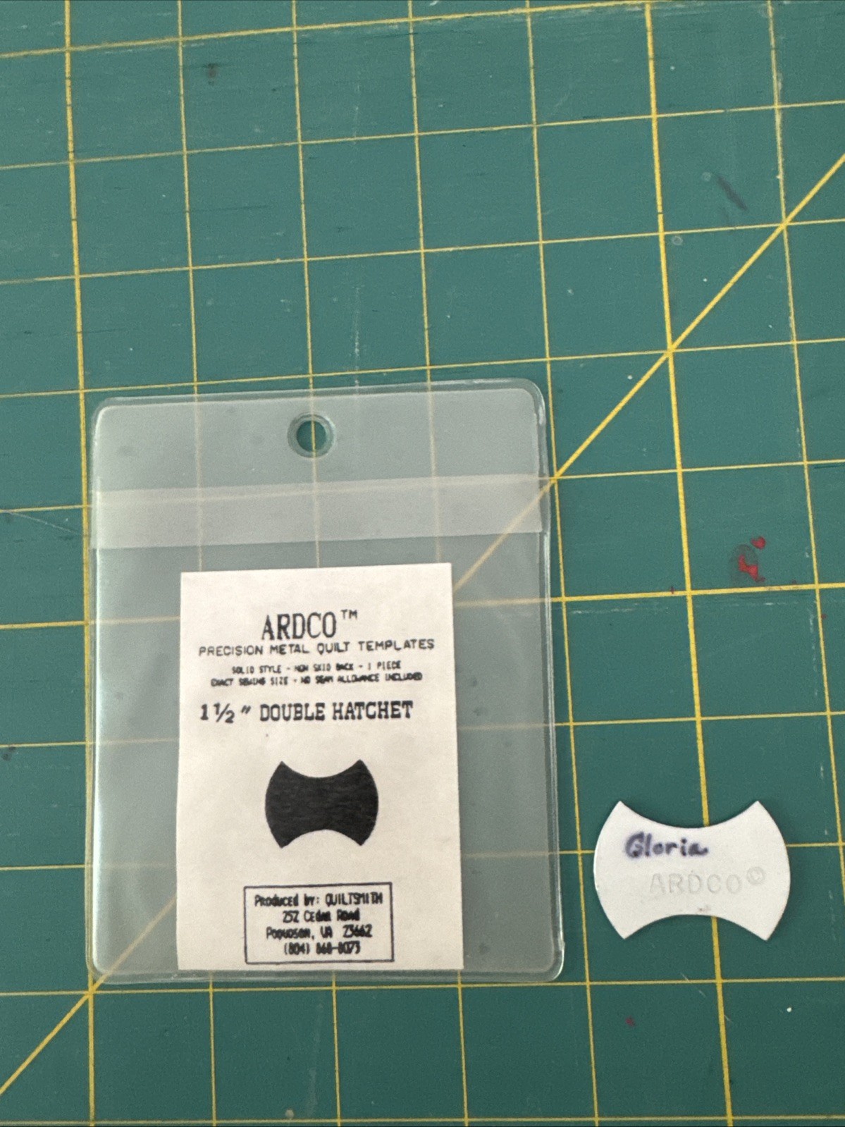 Ardco Precision, Metal Quilt Template, Double Hatchet 1 1/2”