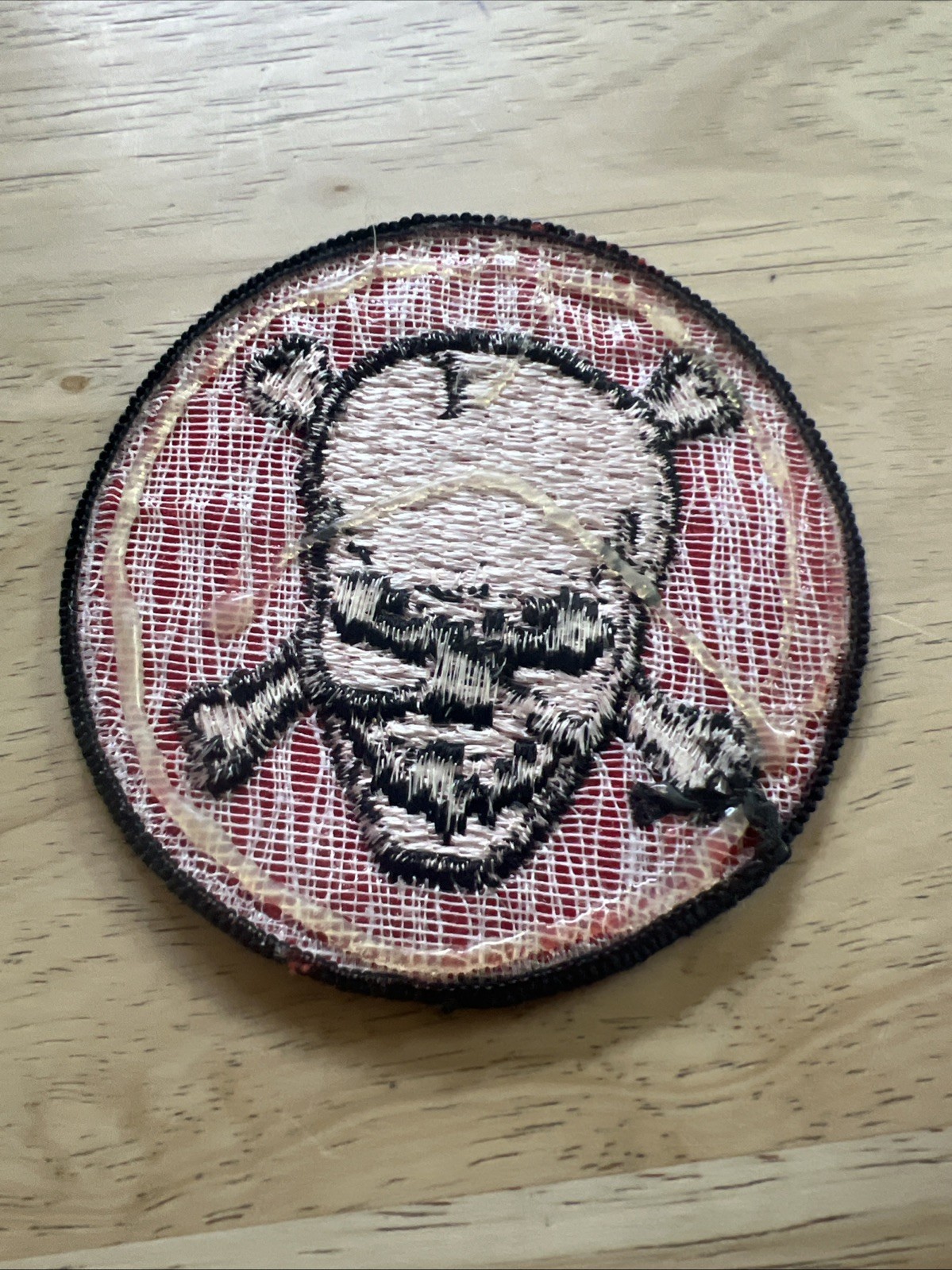 Vintage Style Embroidered Skull & Cross Bones Patch – Red/Black Biker Patch