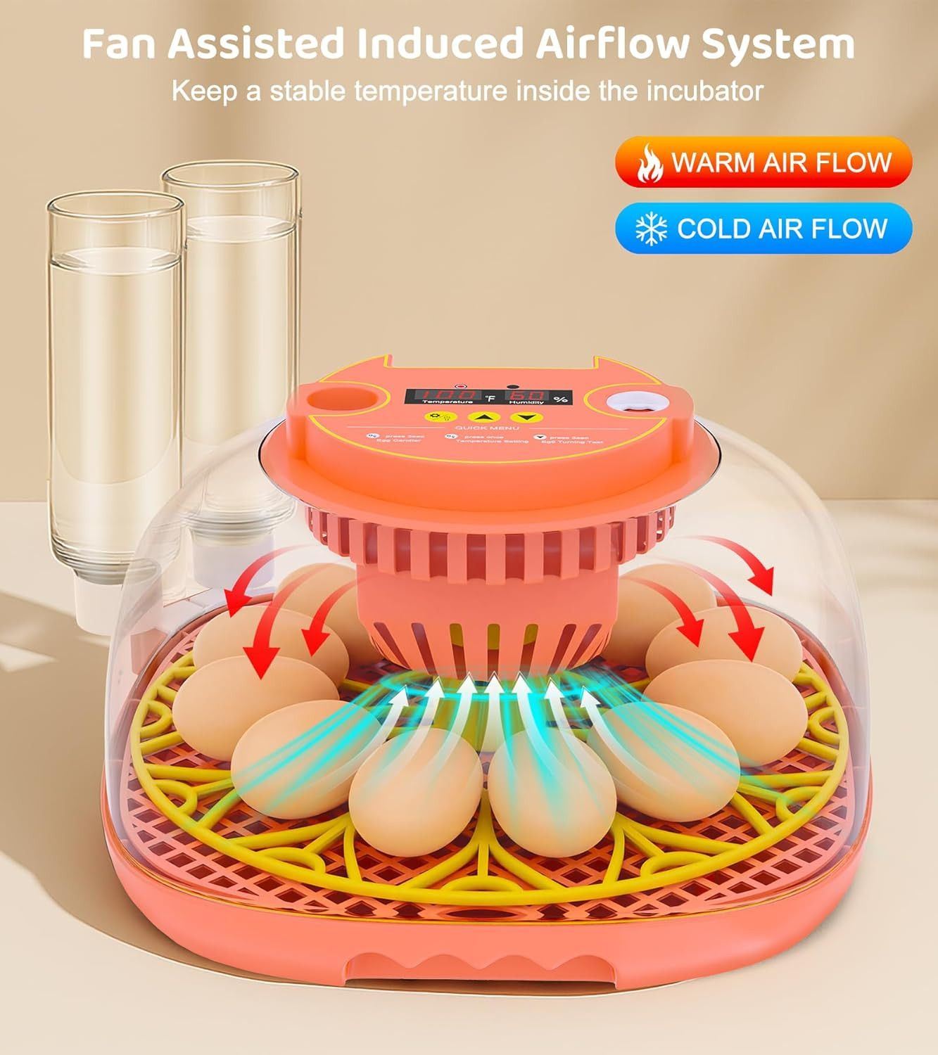 12 Egg Incubator for Hatching Eggs, Smart Temperature and Humidity Control, Auto