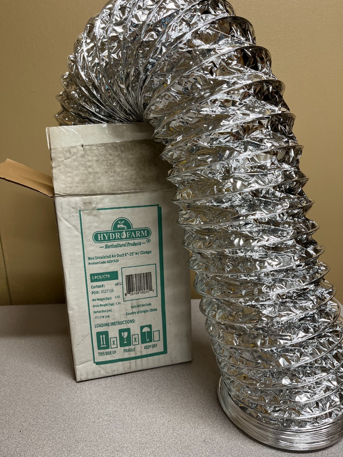Non-Insulated Air Duct, 6" - 25' Durable Ducting Grow Room Exhaust System