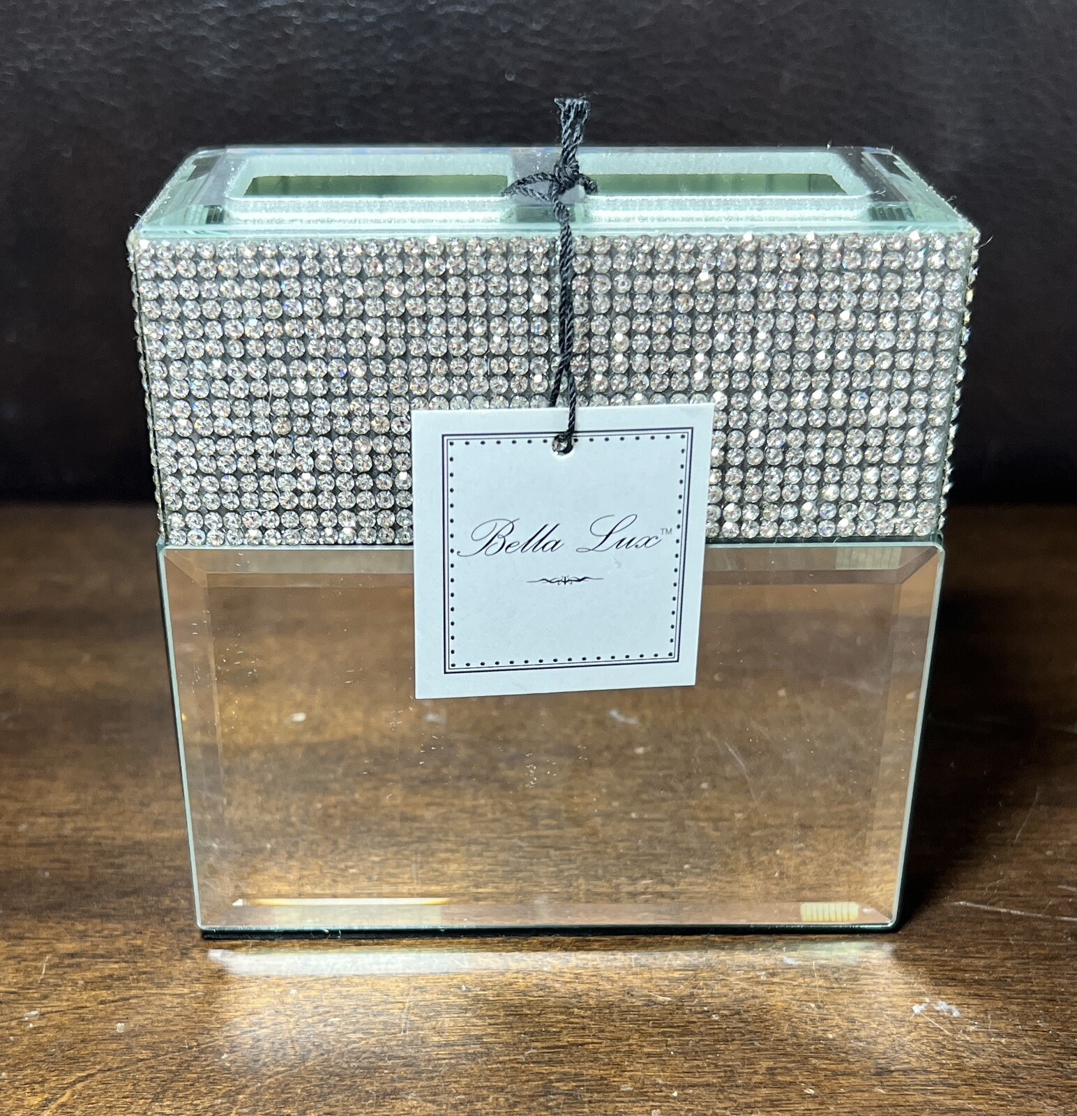 BELLA LUX NEW!!! 4” Rhinestone Mirror MAKEUP BRUSH Bath Accessory Vanity Holder