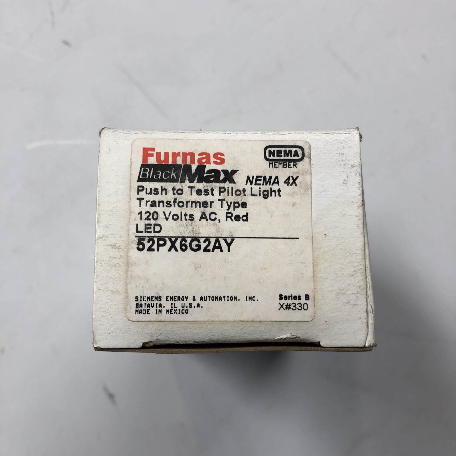 FURNAS OIL TIGHT PILOT LIGHT 52PX6G2AY RED Push To Test Transformer Type 120v AC